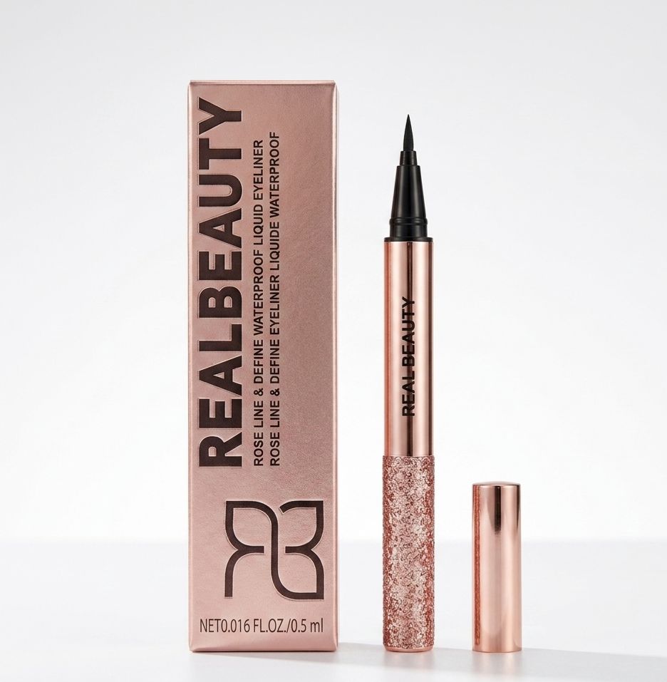 Rose Line Waterproof Liquid Eyeliner – Precision Black Liner