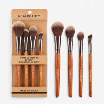 Professional Makeup Brush Set – 4 Essential Full-Size Face & Eye Brushes